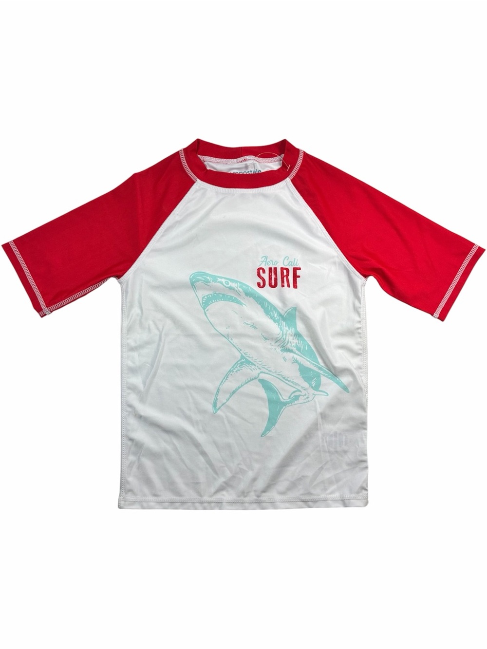 NWOT Aeropostale Kids Rash Guard Swim Shirt with Shark Graphic, size 10